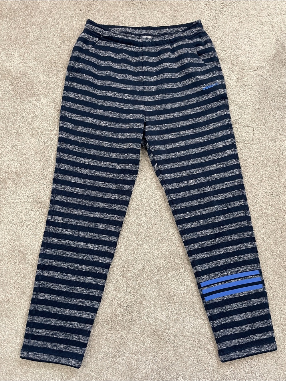 adidas neo Navy and Gray Striped sweatpants with Blue stripe Accent